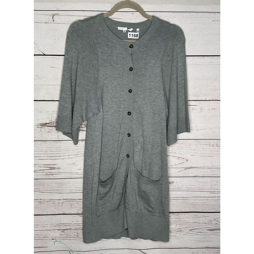 Vince Cashmere Knit‎ Sweater Womens XS V Neck Button Up Cardigan Gray Neutral